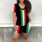 Women's casual printed striped two-piece set