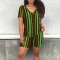 Women's casual printed striped two-piece set