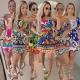 Printed waist cinched backless lantern sleeves with a shoulder length and two piece dress