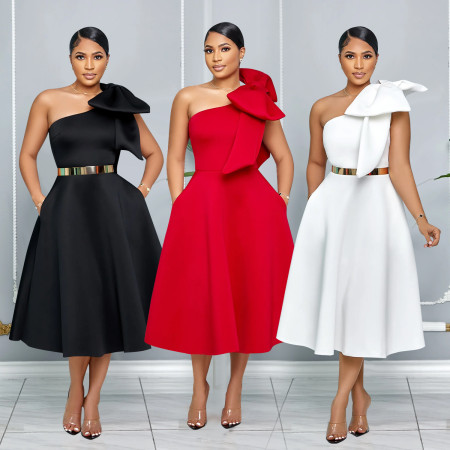 Fashion Women's Solid Color Sexy Dress New  （NOT BELT)