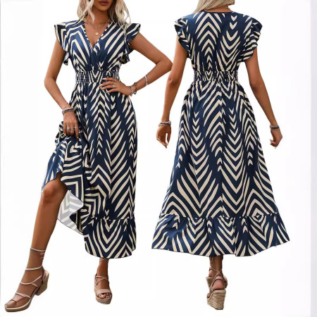 Loose random print tie dye large hem dress