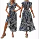 Loose random print tie dye large hem dress
