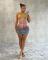 Hanging thin suspender positioning print hot diamond double-layer dress