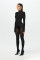Sexy and fashionable jumpsuit with round neck and off shoulder patchwork, long sleeved solid color slim fit, versatile