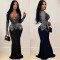 Women's clothing new hot diamond long dress V-neck