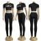 Two piece set of ultra soft and high elastic women's yoga suit, sports and fitness pants