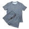 Fashion Bubble Bead+Embossed Elegant Women's Short sleeved Shorts Set