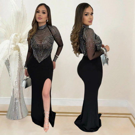 Fashionable women's clothing hot diamond mesh dress long skirt new