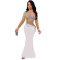 Fashionable women's clothing new hot diamond round neck dress long