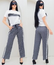 Summer and Autumn Fashion Style Commuting Leisure Embossed Loose Two Piece Set