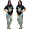 Fashion Bubble Bead+Embossed Elegant Women's Short sleeved Shorts Set