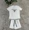 Summer fashion trend new embroidery+embossed short sleeved shorts set