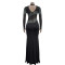 Fashionable women's clothing new hot diamond round neck dress long