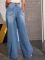 Fashionable and personalized ripped and versatile straight leg wide leg pants