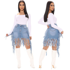 Fashionable trend, sexy washed denim tassels, high waisted and short PLUS SIZE DRESSES 3 COLOR