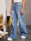 Fashionable and personalized ripped and versatile straight leg wide leg pants