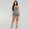 Solid color super elastic wrapped chest pineapple cloth yoga jumpsuit shorts nightclub