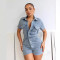 Hot selling elastic slim fit short sleeved jumpsuit
