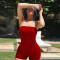 Solid color super elastic wrapped chest pineapple cloth yoga jumpsuit shorts nightclub