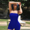 Solid color super elastic wrapped chest pineapple cloth yoga jumpsuit shorts nightclub
