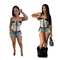 Hot selling lace up bra shorts elastic set