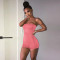 Solid color super elastic wrapped chest pineapple cloth yoga jumpsuit shorts nightclub