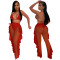 Solid color perspective mesh suspender and pants set of two, including underwear