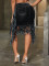 Fashionable trend, sexy washed denim tassels, high waisted and short PLUS SIZE DRESSES 3 COLOR