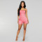 Solid color super elastic wrapped chest pineapple cloth yoga jumpsuit shorts nightclub