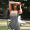 Solid color super elastic wrapped chest pineapple cloth yoga jumpsuit shorts nightclub