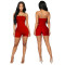 Solid color super elastic wrapped chest pineapple cloth yoga jumpsuit shorts nightclub