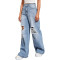 Fashionable and personalized ripped and versatile straight leg wide leg pants