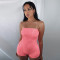 Solid color super elastic wrapped chest pineapple cloth yoga jumpsuit shorts nightclub