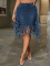 Fashionable trend, sexy washed denim tassels, high waisted and short PLUS SIZE DRESSES 3 COLOR