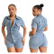 Hot selling elastic slim fit short sleeved jumpsuit