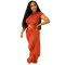 Fashionable and sexy asymmetrical solid color two-piece set