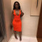 Fashionable slim fit sleeveless deep V sexy dress