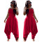 Solid color sexy suspender Harlan pants jumpsuit