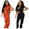 Fashionable and sexy asymmetrical solid color two-piece set