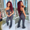 Sexy, fashionable, personalized, slim fitting ribbed set Two pockets