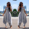 Solid color sexy suspender Harlan pants jumpsuit