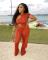 Fashionable and sexy asymmetrical solid color two-piece set