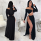 Side Split Stella Sexy Hoop Details Long Dress Set