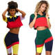 Women's Spring/Summer New Product Contrast Color Slim Fit Casual Capris Sports Set
