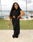 Fashionable and sexy asymmetrical solid color two-piece set