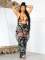 Fashionable and sexy digital printed swimsuit mesh three piece set