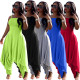 Solid color sexy suspender Harlan pants jumpsuit