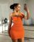Solid color hot diamond neck tie low waisted dress