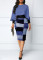 Fashionable digital printed long sleeved women's dress