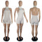 Solid color neck hanging sexy backless jumpsuit shorts